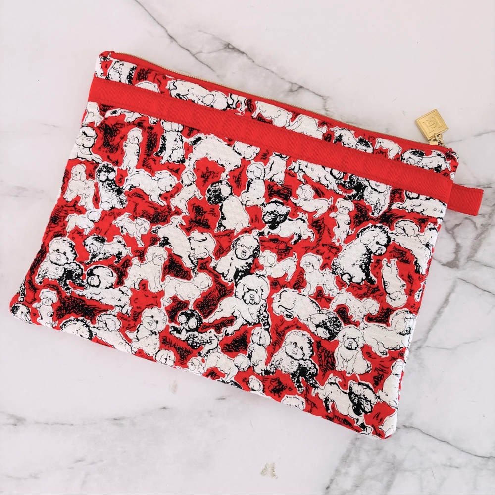 Carolina Herrera Neiman Marcus Target Cosmetic‎ Jewelry Pouch Dog Theme Zip